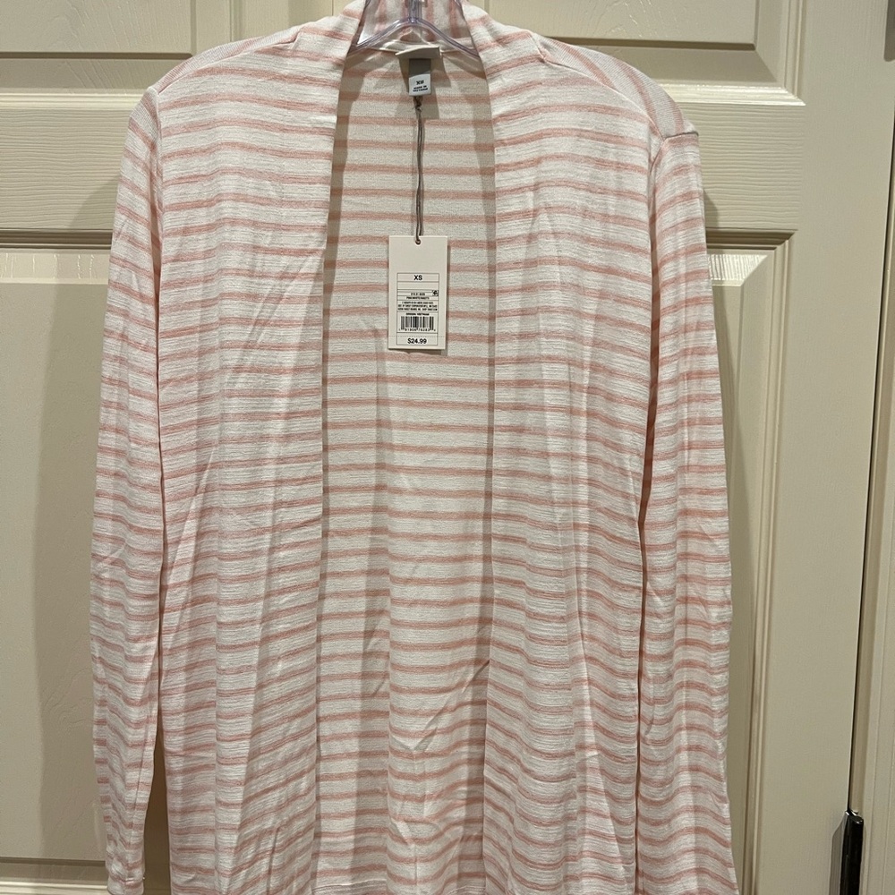 A New Day Pink and White Striped Cardigan XS
